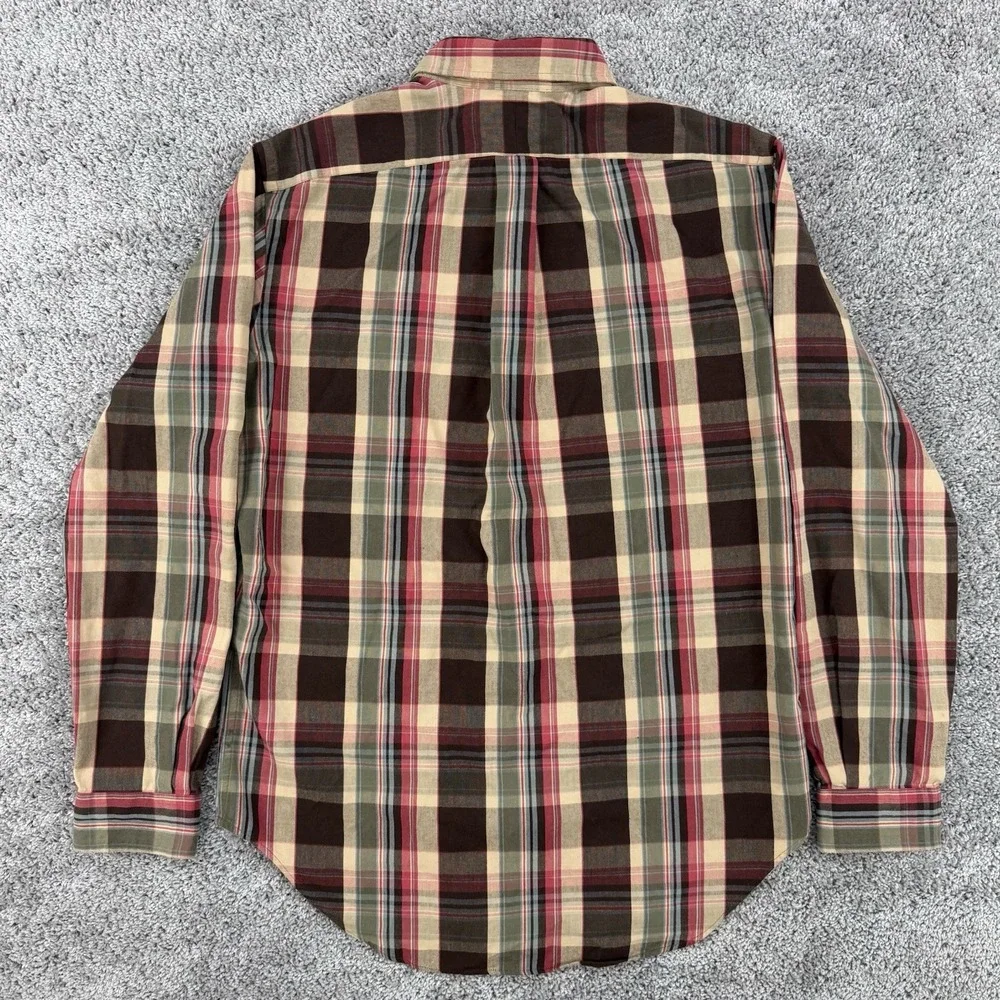Vintage Polo Ralph Lauren Shirt Men's M Plaid Elbow Patch Chest Pockets Field